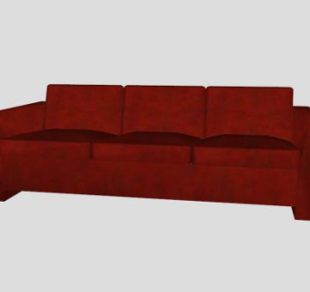 现代沙发红色真皮三人沙发SU模型下载_sketchup草图大师SKP模型