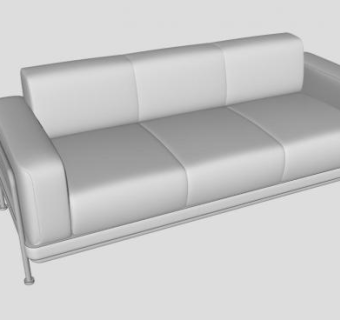 布艺沙发白色三人沙发卢格座椅SU模型下载_sketchup草图大师SKP模型