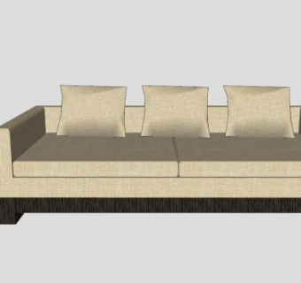 布艺沙发米色三人沙发SU模型下载_sketchup草图大师SKP模型