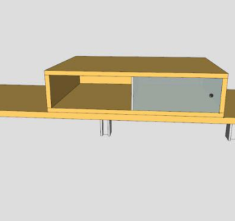 黄色现代电视柜SU模型下载_sketchup草图大师SKP模型
