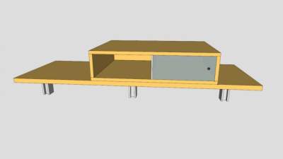 黄色现代电视柜SU模型下载_sketchup草图大师SKP模型