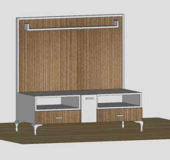 中式现代电视柜SU模型下载_sketchup草图大师SKP模型