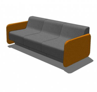 灰色三人沙发坎普斯03型软椅SU模型下载_sketchup草图大师SKP模型