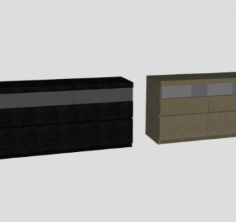 黑色木材和橡木的电视柜SU模型下载_sketchup草图大师SKP模型