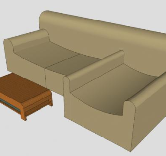 真皮沙发皮革休闲咖啡沙发SU模型下载_sketchup草图大师SKP模型