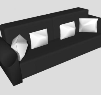 真皮沙发黑色多人沙发SU模型下载_sketchup草图大师SKP模型
