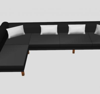 休闲沙发黑色多人沙发SU模型下载_sketchup草图大师SKP模型
