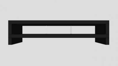 缺少电视机的黑褐色电视柜SU模型下载_sketchup草图大师SKP模型
