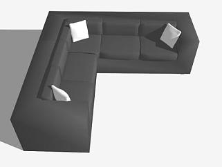 现代沙发黑色多人座椅SU模型下载_sketchup草图大师SKP模型