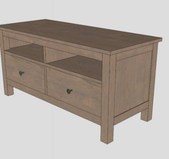 灰棕色木板电视柜SU模型下载_sketchup草图大师SKP模型