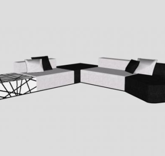 创意黑白沙发自由式沙发SU模型下载_sketchup草图大师SKP模型