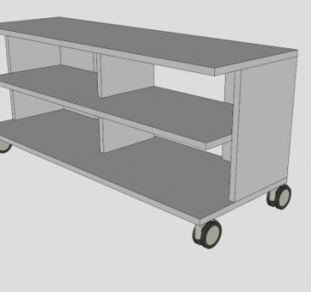 白色带滑轮电视柜SU模型下载_sketchup草图大师SKP模型
