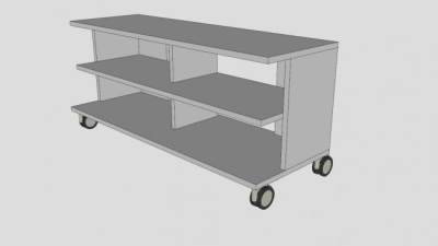 白色带滑轮电视柜SU模型下载_sketchup草图大师SKP模型