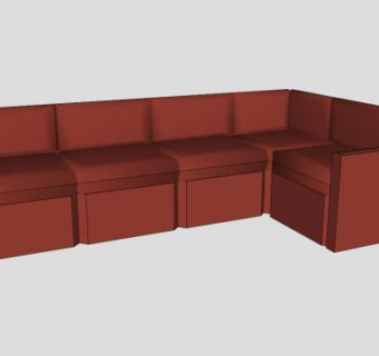 分离性沙发红色多人沙发SU模型下载_sketchup草图大师SKP模型