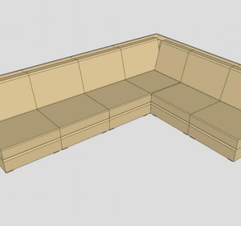 休闲米黄色布艺沙发SU模型下载_sketchup草图大师SKP模型