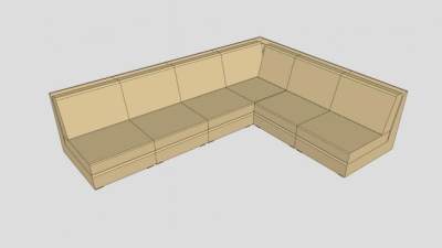 休闲米黄色布艺沙发SU模型下载_sketchup草图大师SKP模型