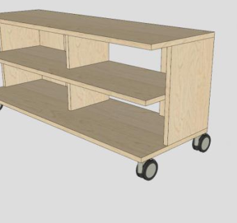 桦树带滑轮的电视柜SU模型下载_sketchup草图大师SKP模型