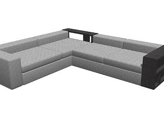 现代沙发灰色简约多人沙发SU模型下载_sketchup草图大师SKP模型
