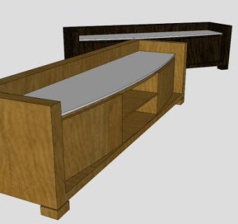 胡桃木电视柜SU模型下载_sketchup草图大师SKP模型