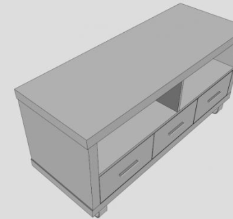 纯白色的电视柜SU模型下载_sketchup草图大师SKP模型