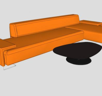 橘色沙发莫洛索低地沙发和凤凰桌SU模型下载_sketchup草图大师SKP模型