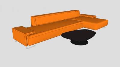 橘色沙发莫洛索低地沙发和凤凰桌SU模型下载_sketchup草图大师SKP模型