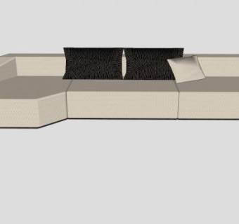 自由式沙发米棕色多人沙发SU模型下载_sketchup草图大师SKP模型