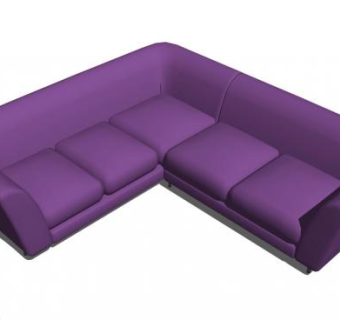 紫色多人沙发L型沙发座椅SU模型下载_sketchup草图大师SKP模型