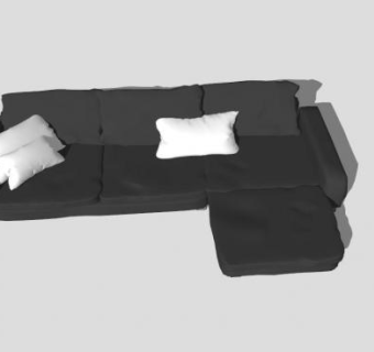 黑色多人沙发躺椅沙发SU模型下载_sketchup草图大师SKP模型