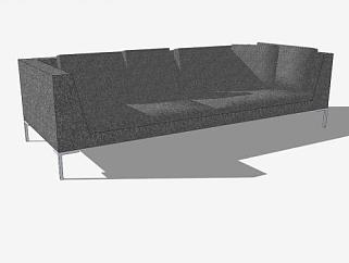 灰色多人沙发沙发-查尔斯腿沙发下载_sketchup草图大师SKP模型