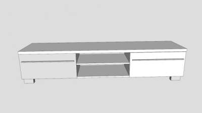 白色简欧风格电视柜SU模型下载_sketchup草图大师SKP模型