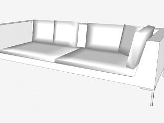 现代沙发白色多人沙发SU模型下载_sketchup草图大师SKP模型