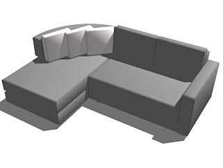 灰色沙发座椅蒙特利尔多人沙发SU模型下载_sketchup...