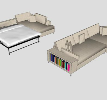 米黄色埃塞尔L型沙发SU模型下载_sketchup草图大师SKP模型