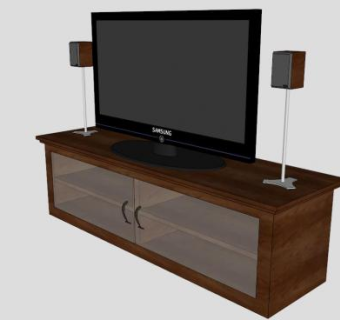 复古电视柜SU模型下载_sketchup草图大师SKP模型