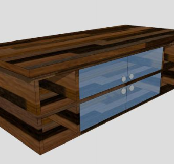 深色实木电视柜SU模型下载_sketchup草图大师SKP模型
