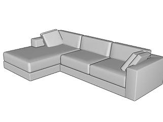 真皮沙发灰色座椅里德组合沙发SU模型下载_sketchup草图大师SKP模型