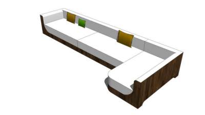 现代复古木框沙发和躺椅SU模型下载_sketchup草图大师SKP模型