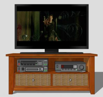 木质的电视柜SU模型下载_sketchup草图大师SKP模型