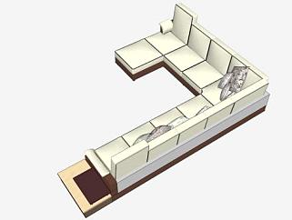 现代沙发大法布里克盖了L型沙发SU模型下载_sketchup草图大师SKP模型
