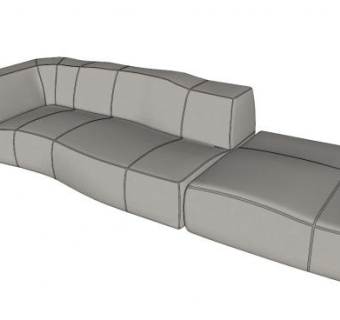 灰色多人沙发意大利休闲弯沙发SU模型下载_sketchup草图大师SKP模型