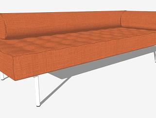 橘色休闲沙发两用沙发床SU模型下载_sketchup草图大师SKP模型