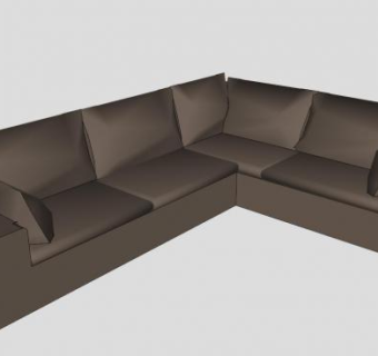 棕色沙发l型沙发SU模型下载_sketchup草图大师SKP模型