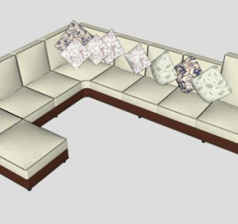 布艺沙发U型沙发SU模型下载_sketchup草图大师SKP模型
