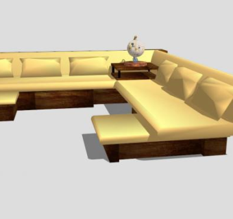黄色沙发扶手椅L型沙发SU模型下载_sketchup草图大师SKP模型