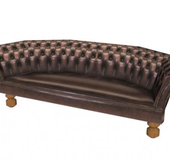棕色皮革沙发切斯特菲尔德SU模型下载_sketchup草图大师SKP模型