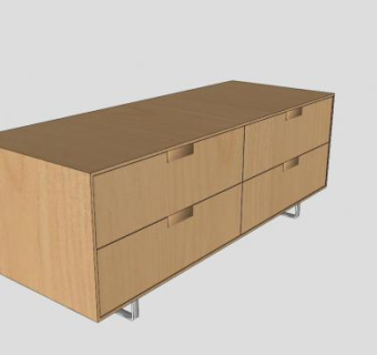 带抽屉的电视柜SU模型下载_sketchup草图大师SKP模型
