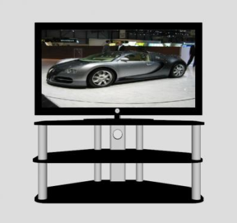 黑色玻璃双层电视柜SU模型下载_sketchup草图大师SKP模型