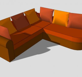现代橘色多人沙发角沙发SU模型下载_sketchup草图大师SKP模型