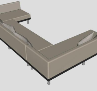 灰色沙发大六座角沙发SU模型下载_sketchup草图大师SKP模型